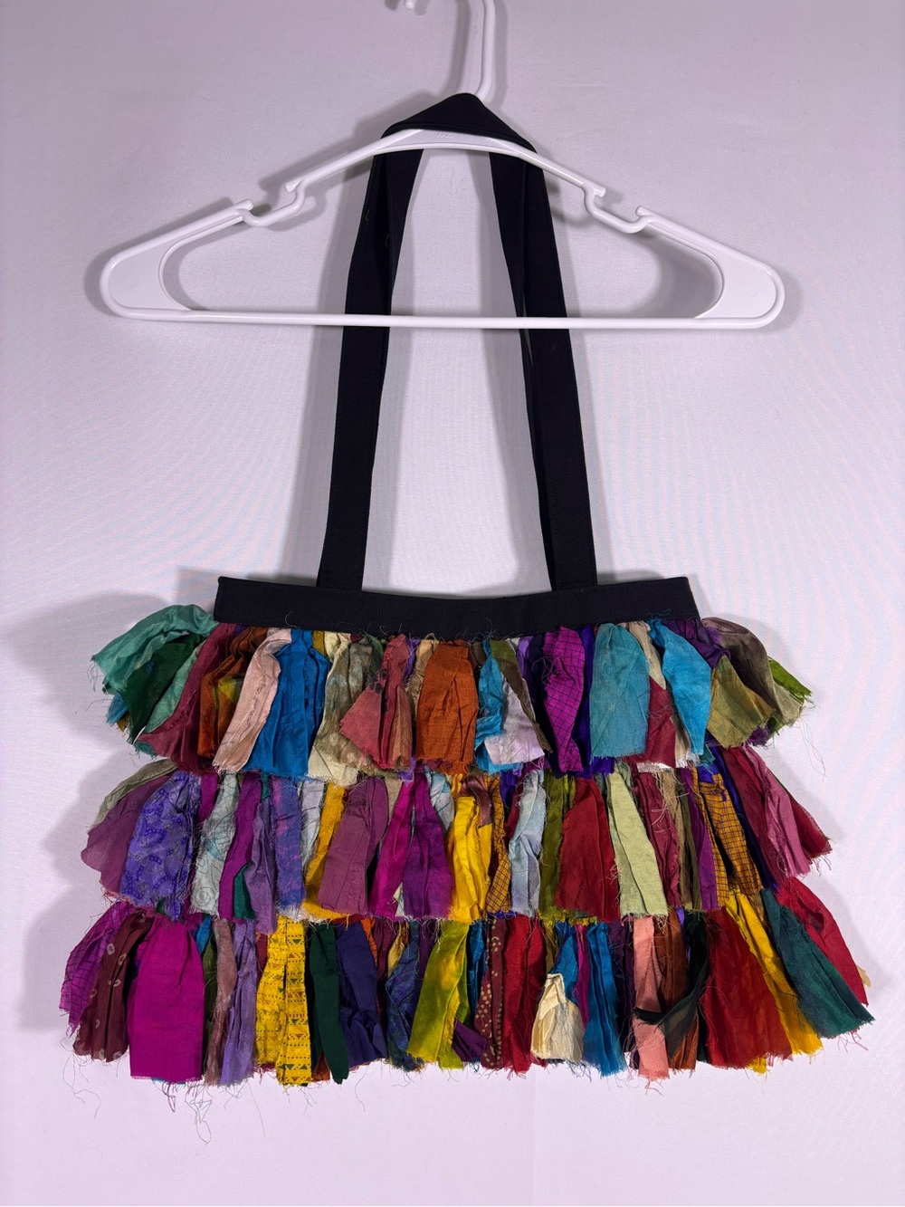 Artisan 100% Silk Sari Ribbon Tiered Tote Bag Boho Patchwork Hand Loom
